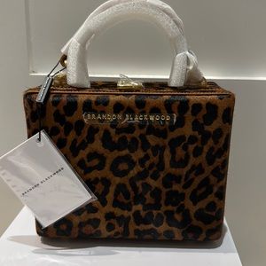 BNWT Brandon Blackwood Kendrick Trunk bag in Leopard print pony hair